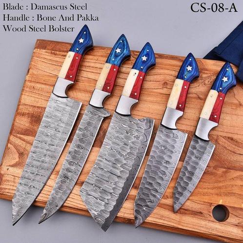 Keukenmes - Chefs knife - Pakka hout en bot met met de hand, Antiek en Kunst, Antiek | Keukenbenodigdheden