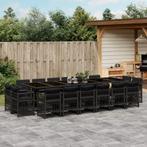 vidaXL 17-delige Tuinset met kussens poly rattan zwart, 6 zitplaatsen, Nieuw, Tuinset, Verzenden