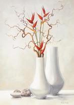 Kunstdruk Karin Van der Valk - Willow Twigs with Red Flowers, Huis en Inrichting, Verzenden, Nieuw