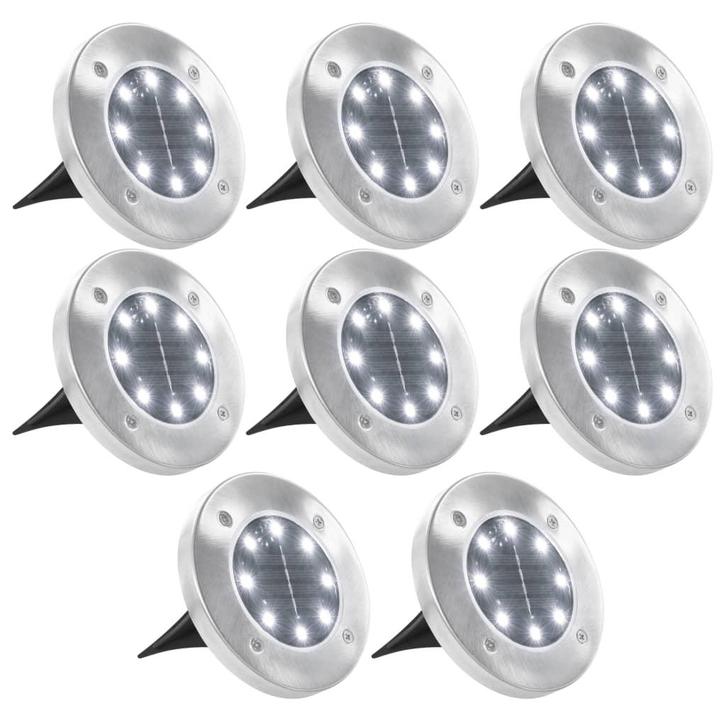 vidaXL Grondlampen 8 st solar LED wit, Tuin en Terras, Buitenverlichting, Nieuw, Verzenden