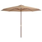 vidaXL Parasol met houten paal 350 cm taupe, Verzenden, Nieuw, 3 tot 4 meter