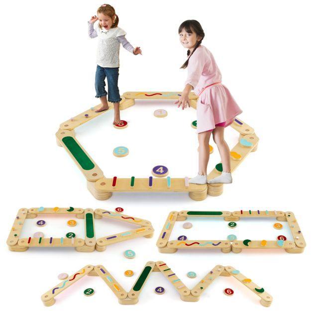 2dekans | Coast Evenwichtsbalkset - Stapstenen - Max 60Kg -, Kinderen en Baby's, Speelgoed | Houten speelgoed, Zo goed als nieuw