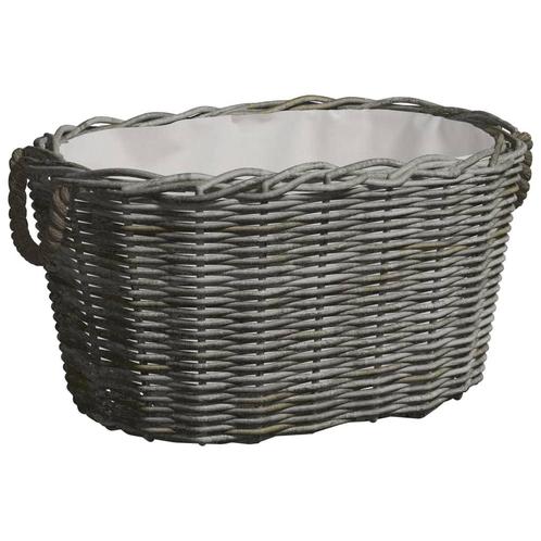 vidaXL Houtmand met handvatten 59x42x28 cm wilgenhout grijs, Huis en Inrichting, Haarden, Nieuw, Verzenden