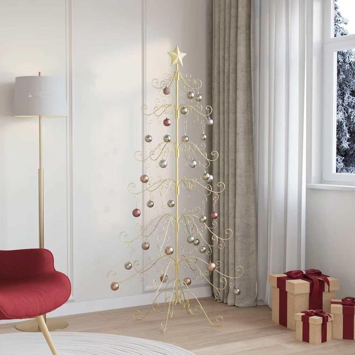 vidaXL Metalen kerstboom met standaard Goud 180 cm, Diversen, Kerst, Nieuw, Verzenden