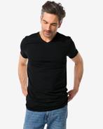 HEMA Heren t-shirt slim fit v-hals extra lang zwart, Verzenden, Nieuw