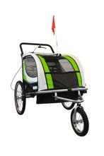 Fietskar Kind 2-Zits met Schokbreker | Lime | Tweedekansje, Nieuw, 20 tot 40 kg, Ophalen of Verzenden, Kinderkar