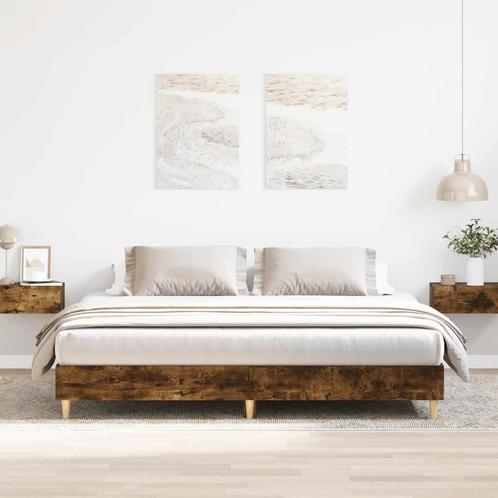 vidaXL Bedframe zonder matras hout gerookt eikenkleurig, Huis en Inrichting, Slaapkamer | Bedden, 80 cm, 200 cm, Bruin, Eenpersoons