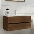 vidaXL Wastafelkast 90x38,5x45 cm bewerkt hout bruin, Verzenden, Nieuw, Minder dan 100 cm