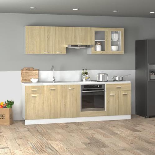 vidaXL 8-delige Keukenkastenset Lyon bewerkt hout sonoma, Huis en Inrichting, Keuken | Keukenelementen, Bruin, Nieuw, Verzenden