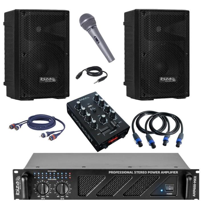Pa beginners set 2 x 10Inch 2 x 480 Watt Max, Muziek en Instrumenten, Versterkers | Keyboard, Monitor en PA, Minder dan 500 watt