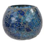 Waxinelichthouder - Gebroken Glas - Blauw (ca. 9,5 x 7 cm), Nieuw, Verzenden