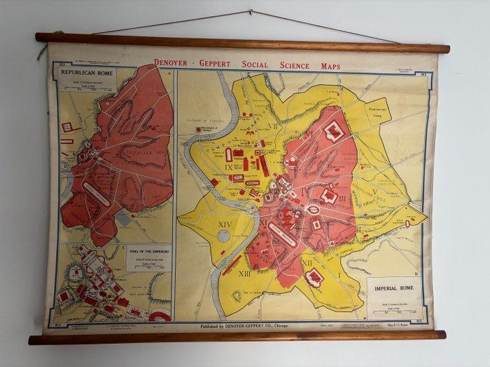 Baxter Blair - Ancienne carte orginiale de Rome, Antiek en Kunst, Antiek | Wandborden en Tegels