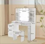 Witte Kaptafel met Lades, Schuifspiegel en Praktische Kruk, Verzenden, Nieuw