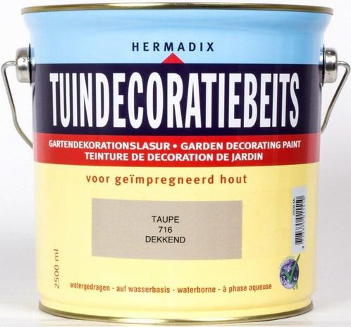 Hermadix Tuindecoratiebeits 716 Taupe - 0.75 liter, Doe-het-zelf en Verbouw, Verf, Beits en Lak, Beits, Overige kleuren, Nieuw