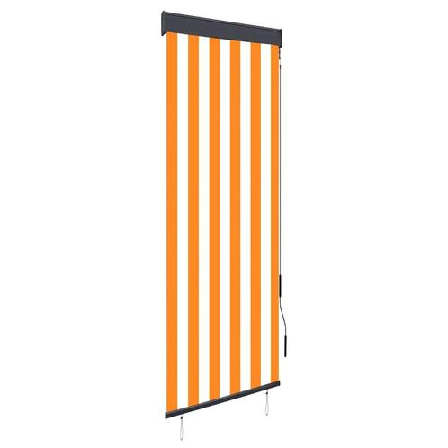 vidaXL Rolgordijn voor buiten 60x250 cm wit en oranje, Huis en Inrichting, Stoffering | Gordijnen en Lamellen, Nieuw, Verzenden
