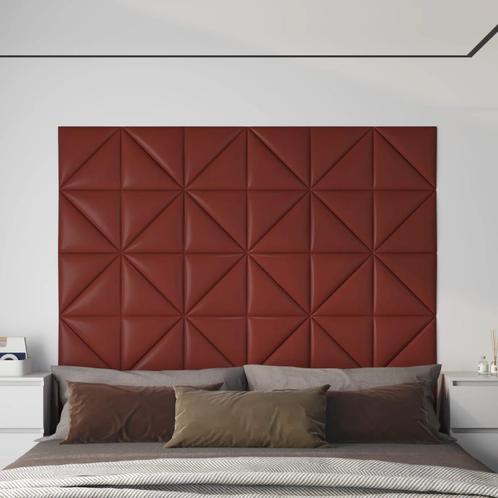 vidaXL Wandpanelen 12 st 0,54 m² 30x30 cm kunstleer wijnrood, Doe-het-zelf en Verbouw, Platen en Panelen, Nieuw, Verzenden