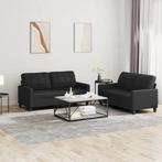 vidaXL 2-delige Loungeset met kussens kunstleer zwart, Verzenden, 150 tot 200 cm, Nieuw, Leer