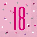 Servetten 18 Jaar Roze 33cm 16st, Verzenden, Nieuw