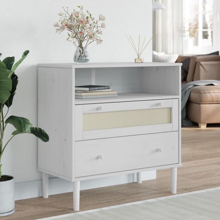 vidaXL Dressoir SENJA rattan-look 80x40x80 cm massief, Huis en Inrichting, Kasten | Dressoirs, 25 tot 50 cm, Nieuw, 50 tot 100 cm
