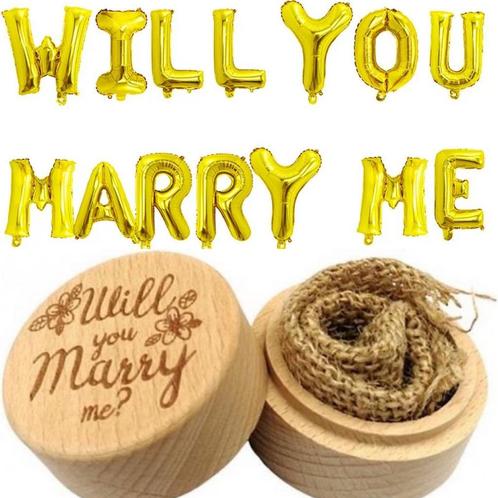 Huwelijksaanzoek set Will You Marry me, Hobby en Vrije tijd, Feestartikelen, Valentijn of Romantisch, Versiering, Nieuw, Verzenden