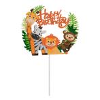 Taarttopper Jungle Dieren Happy Birthday, Hobby en Vrije tijd, Taarten en Cupcakes maken, Verzenden, Nieuw