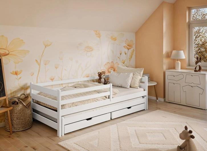 Kajuitbed met Lade Harm 90 x 200 Wit, Kinderen en Baby's, Kinderkamer | Bedden, 180 cm of meer, Nieuw, 85 tot 100 cm, Verzenden