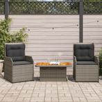 vidaXL 3-delige Loungeset met kussens poly rattan grijs, Tuin en Terras, Tuinsets en Loungesets, Verzenden, Nieuw, Rotan, Loungeset