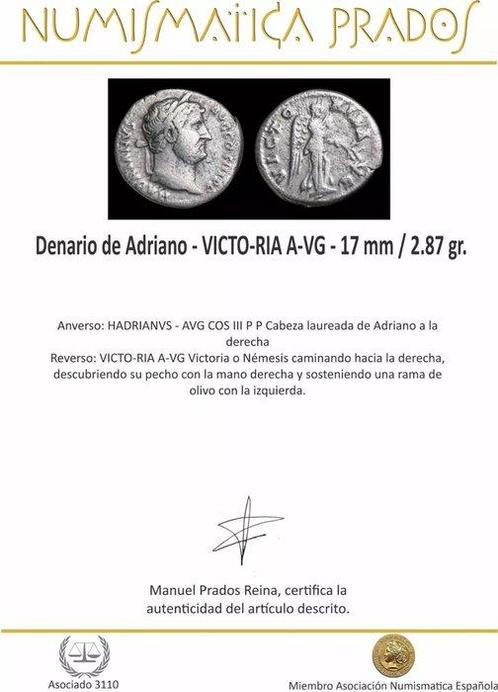 Romeinse Rijk. Hadrianus (117-138 n.Chr.). Denarius VICTORIA, Postzegels en Munten, Munten | Europa | Niet-Euromunten