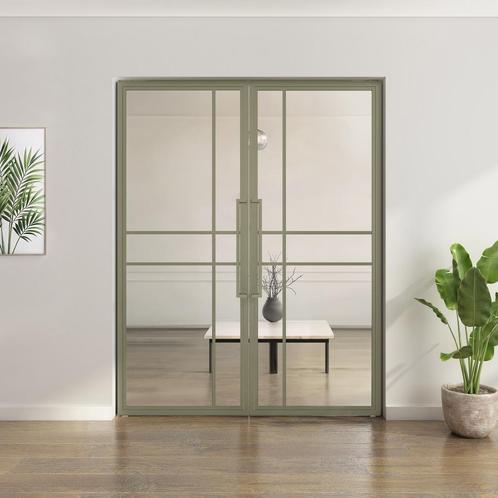 Dubbele stalen taatsdeur 6 Vlaks Olijfgroen Moderne look Lux, Doe-het-zelf en Verbouw, Deuren en Horren, Nieuw, Metaal, Overige typen