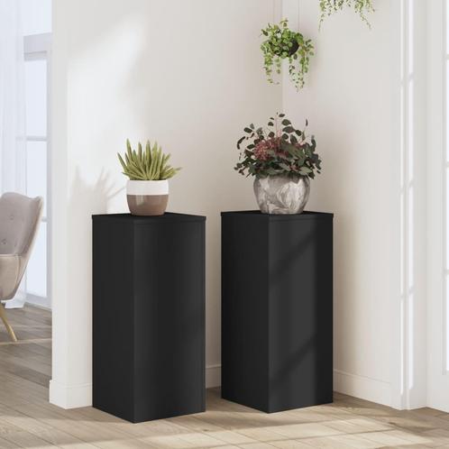 vidaXL Plantenstandaards 2 st 30x30x70 cm bewerkt hout zwart, Tuin en Terras, Overige Tuin en Terras, Nieuw, Verzenden