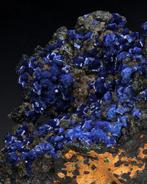 AZURITE rosettes op GOETHIET- en LIMONIET-matrix met kleine