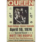 Concert Bord - Queen Denver Colorado Tour 1974, Verzamelen, Muziek, Artiesten en Beroemdheden, Nieuw, Ophalen of Verzenden, Poster, Artwork of Schilderij