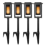 Set van 4 LED Solar Fakkel Tuinlamp Zwart Tuinverlichting, Zonne-energie, Kunststof, Verzenden, Minder dan 50 watt