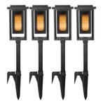 Set van 4 LED Solar Fakkel Tuinlamp Zwart Tuinverlichting, Tuin en Terras, Buitenverlichting, Verzenden, Nieuw