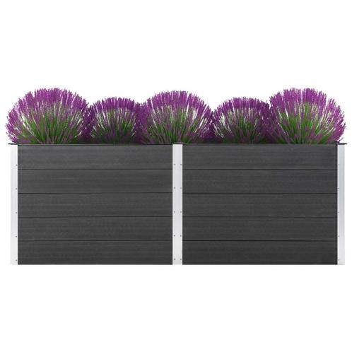 vidaXL Plantenbak verhoogd 250x100x91 cm HKC grijs, Tuin en Terras, Bloembakken en Plantenbakken, 100 cm of meer, Nieuw, Hout