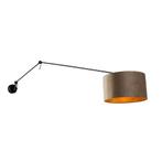 Wandlamp zwart met velours kap taupe 35 cm verstelbaar -, Huis en Inrichting, Lampen | Wandlampen, Nieuw, Overige materialen, Modern