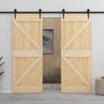 vidaXL Schuifdeur met beslag 90x210 cm massief grenenhout, Doe-het-zelf en Verbouw, Deuren en Horren, Verzenden, Nieuw
