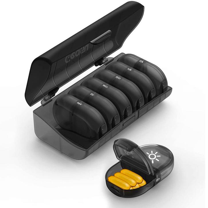 Geasy Pillendoosje - Pillendoos 7 dagen 2 Vakken, Antiek en Kunst, Antiek | Goud en Zilver, Verzenden