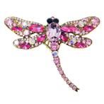 Fako Bijoux - Broche - Libelle - XXL - 67x94mm - Roze, Sieraden, Tassen en Uiterlijk, Broches, Verzenden, Nieuw