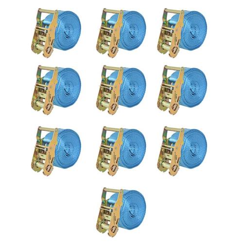 vidaXL Spanbanden 2 ton 6mx38mm blauw 10 st, Doe-het-zelf en Verbouw, IJzerwaren en Bevestigingsmiddelen, Nieuw, Verzenden