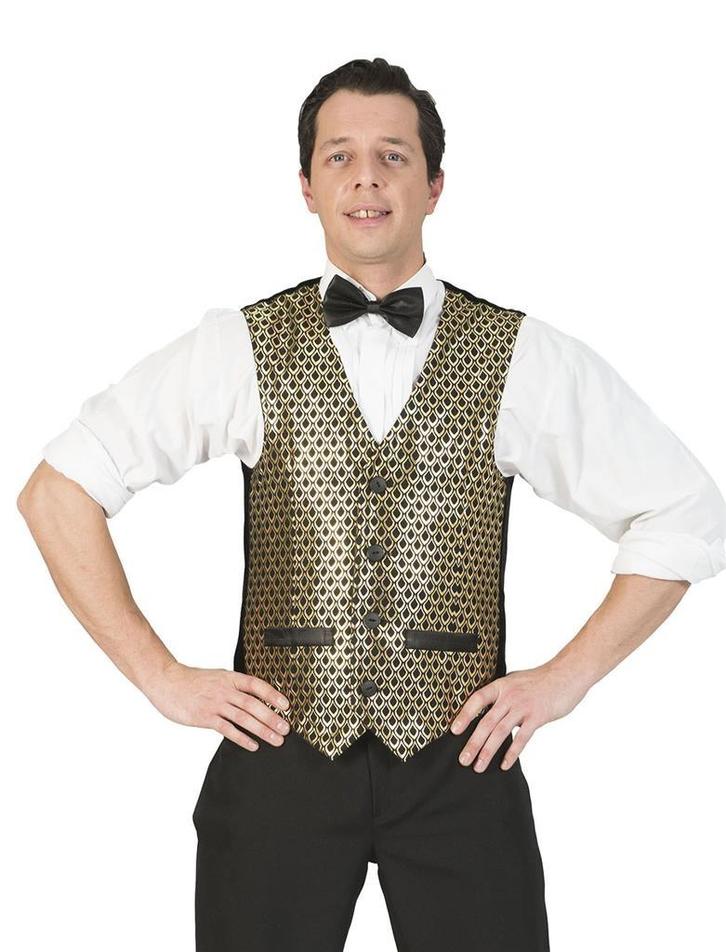 Disco Gilet Heren Goud/Zwart, Kleding | Heren, Carnavalskleding en Feestkleding, Nieuw, Ophalen of Verzenden