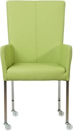 Felgroene leren moderne eetkamerstoel - met armleuning poot, Huis en Inrichting, Stoelen, Overige kleuren, Nieuw, Leer, Ophalen of Verzenden