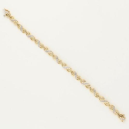 Armband - 14 karaat Geel goud, Witgoud - 0.10ct. tw. Diamant, Sieraden, Tassen en Uiterlijk, Armbanden