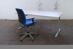 Twinform | Bureau | Tweedehands | Naturel eiken blad | Grijs, Verzenden, Gebruikt