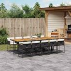 vidaXL 11-delige Tuinset met kussens poly rattan zwart, Tuin en Terras, Meer dan 8 zitplaatsen, Nieuw, Tuinset, Verzenden