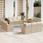 vidaXL 12-delige Loungeset met kussens poly rattan beige, Verzenden, Nieuw, Rotan, Loungeset