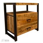 Industriële badkamerkast mango hout met zwart metalen frame, Verzenden, Nieuw