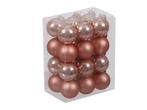 Kerstballen 25mm. 24 stuks terra sand combi kerstballetjes, Ophalen of Verzenden, Nieuw