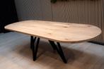 Massief eiken tafel – metalen poot – topkwaliteit, Huis en Inrichting, Verzenden, Eikenhout, 50 tot 100 cm, Landelijk
