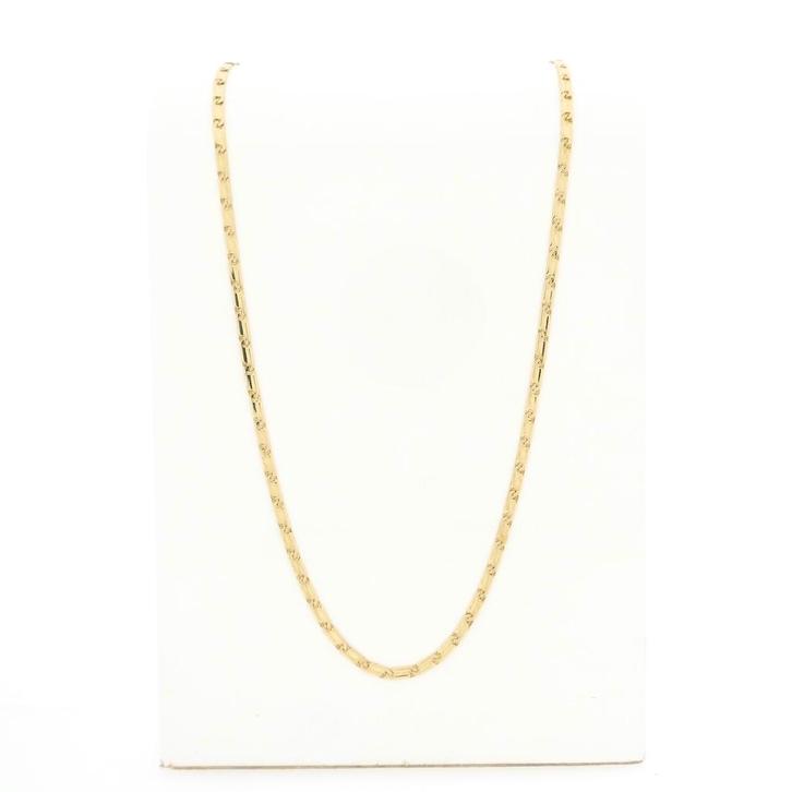 Gouden gesloten Figaro schakel ketting | 57 cm, Sieraden, Tassen en Uiterlijk, Kettingen, Overige kleuren, Gebruikt, Goud, Ophalen of Verzenden